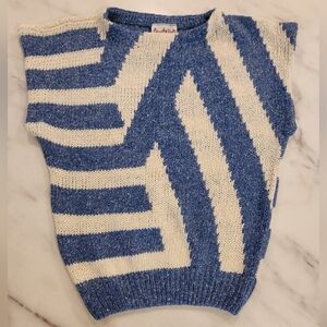 80's 90's Vintage‎ stripe Silk sleeveless cap sleeve sweater